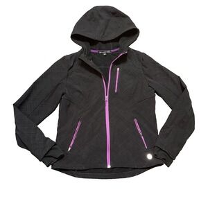 Blanc Noir Women's Activewear Full Zip Hoodie Jacket Size Large Black Pink